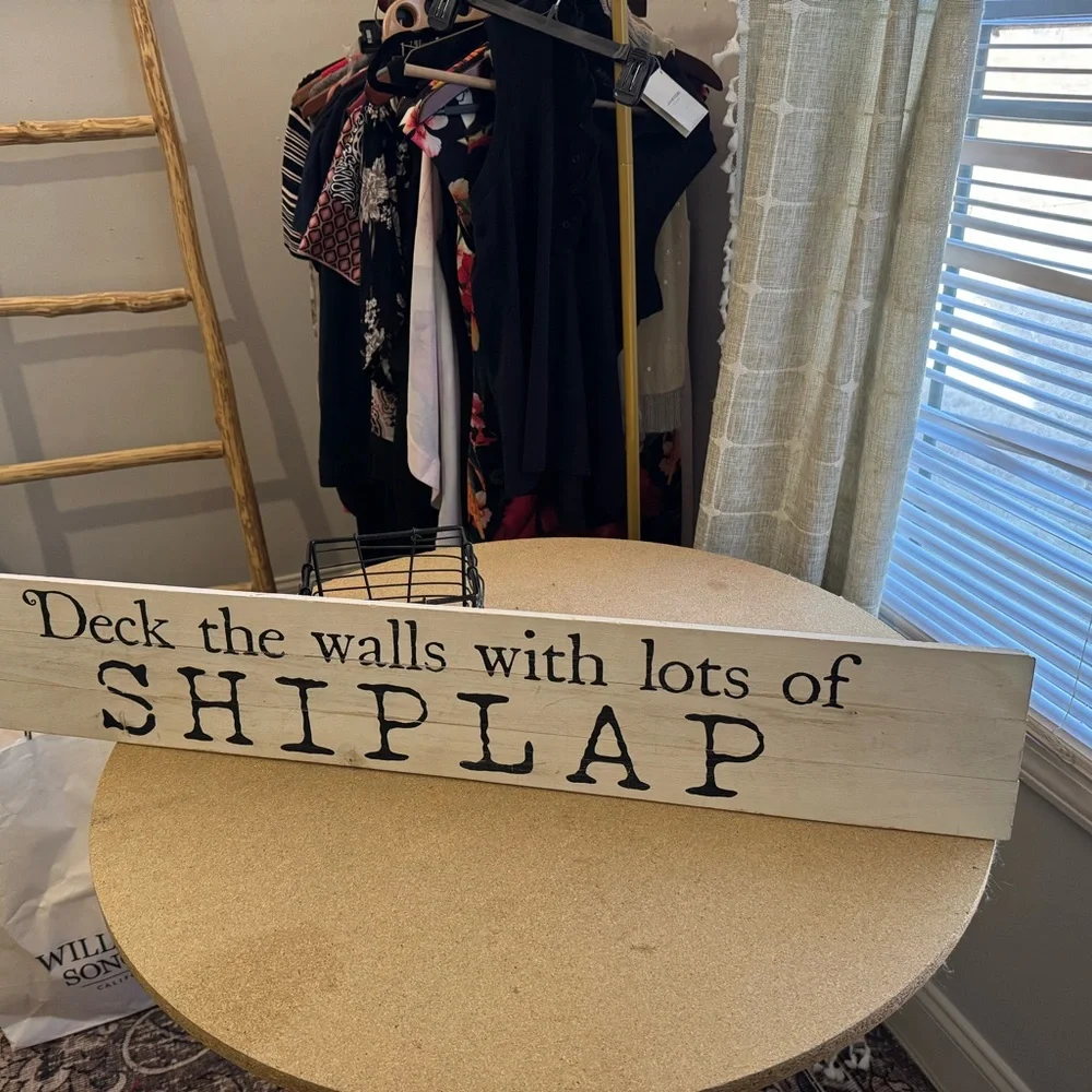 Williams Sonoma Cream and Black Shiplap Wall Art